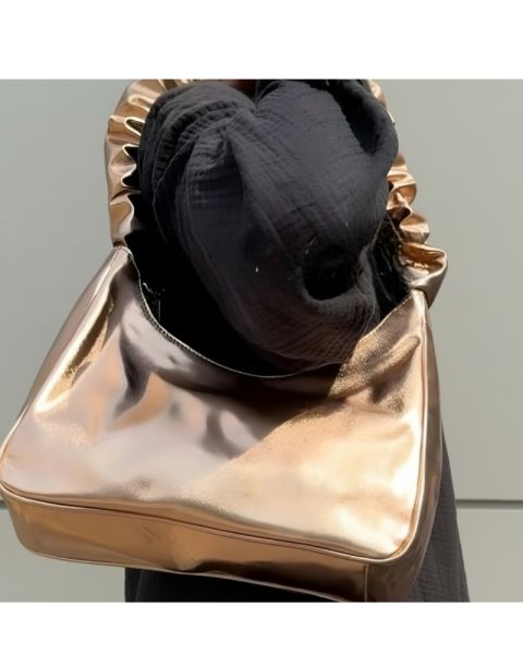 Metalic Leather  gold  Bag