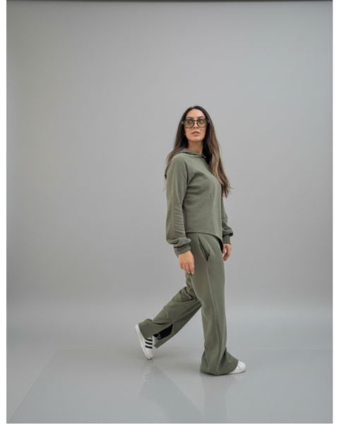 One side Hoodie/Pants Milton Fabric Set