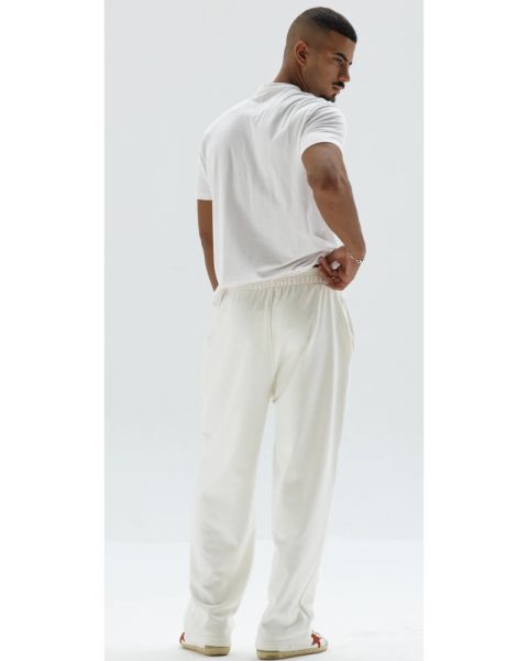 Men’s White Jogger Pants with Minimal Logo