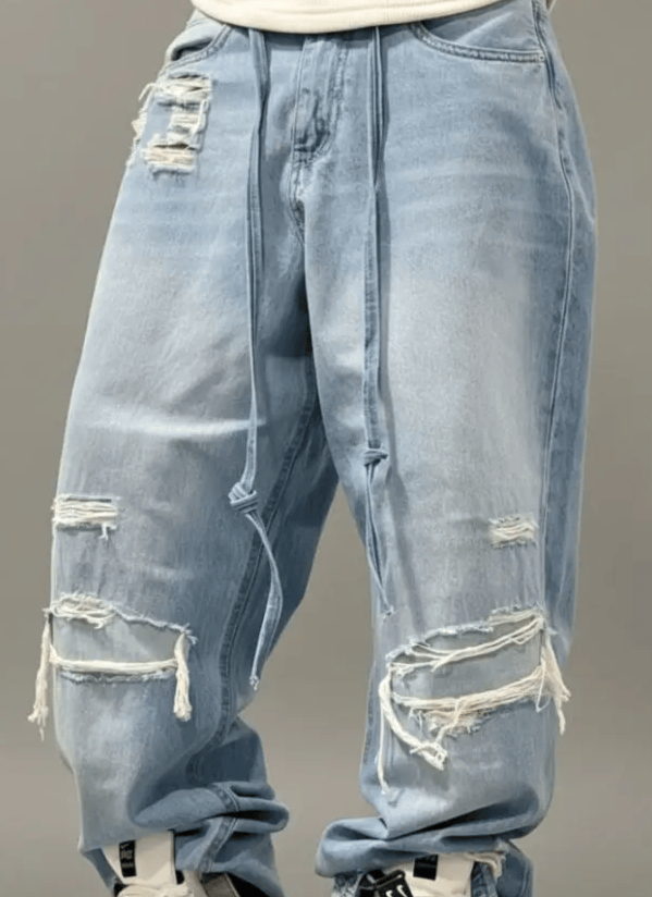 Light Blue Distressed Baggy Jeans