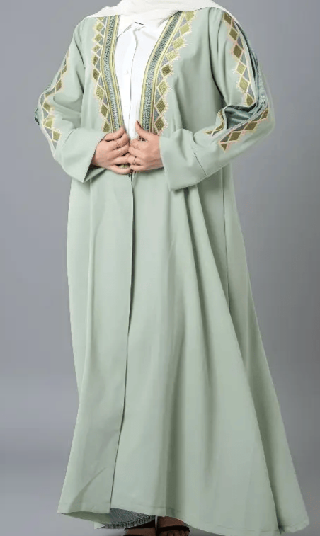 Luxury Embroidered Linen Abaya
